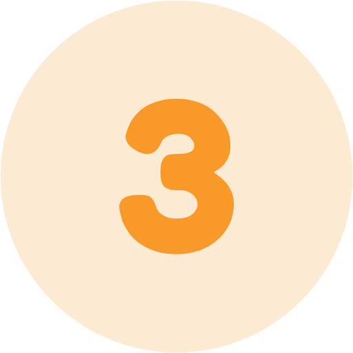 Orange number 3 inside a peach circle, highlighting step three in an ordered list.